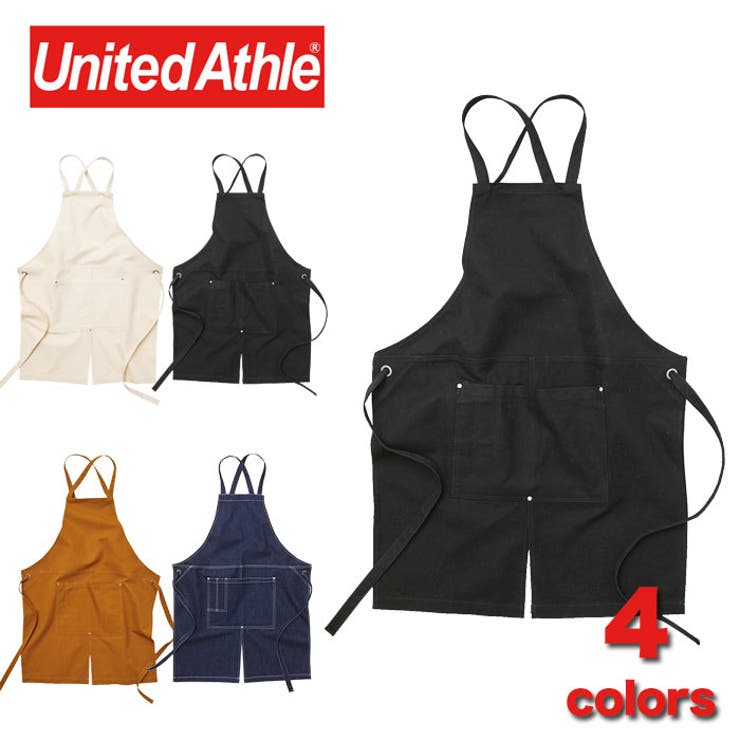 Gain-Mart United Athle ユナイテッドアスレ 138401 ウォッシュ キャンバス エプロン クロスタイプ | 4色 無地 大振りポケット ...