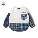 こどもの森e-shop チェック柄切替長袖Tシャツ トップス
