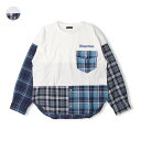 こどもの森e-shop チェック柄切替長袖Tシャツ トップス