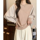 【8/11まで5%OFFクーポン】Miniministore ストライプ配色ドルマンニット体型カバー春 トップス