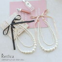 Retica ホルターリボン2連大小パールネックレス 韓国アクセサリー パーティードレス小物 セレモニー小物 2連ネックレス ベージュ ブラック Retica レティカ アクセサリー