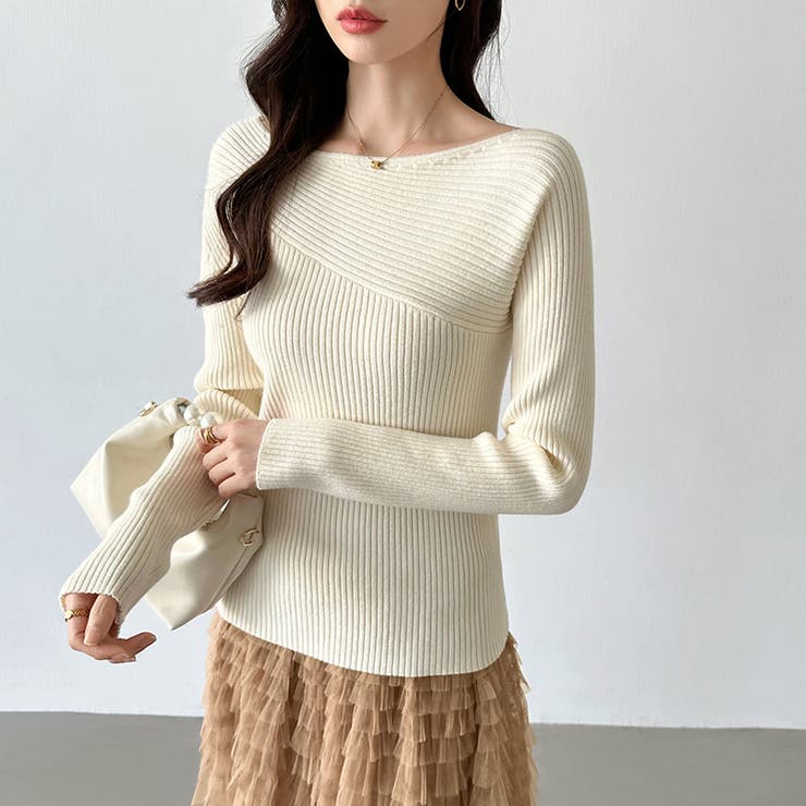 【10％OFFクーポン！7/26(日)1:59まで】COCOMOMO 2wayボートネックニット ワンショルダー オフショルダー ニット トップス 長袖 レディース アシメ リブニット オフショル オフショルダーニット ワンショル オフィス オフィスカジ shoplistselect-10255662 SHOPLIST サンプル画像3