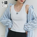 ad thie 【2025SS新作】カップ付きロゴ刺繍タンクトップ トップス