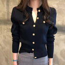 VIVID LADY パールボタン カーディガン ニット トップス 韓国ファッション ボーダー パールボタン 長袖 ニット レディース トップス ニットトップス 長袖ニットカーディガン ニットカーデ アウター 羽織り オンオフ トップス