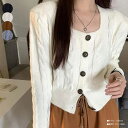 VIVID LADY スクエアネックニットカーディガン レディース 長袖 クロップド丈 ケーブルニットカーディガン 春秋冬 レディース かわいい ニットケーブルカーディガン レディース ouch1437 トップス