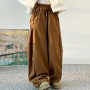 【マラソン期間中 5%OFFクーポン】VIVID LADY ワイドパンツ レディース パンツ あったか カーゴパンツ 韓国ファッション ドロスト バギーパンツ ロング ワイド ウエストゴム サイドボタン ベイカーパンツ パラシュート カーゴ パンツ パン