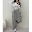 【5/16 1:59まで 5%OFFクーポン】VIVID LADY 裏起毛 スウェットパンツ タック入り ワイドパンツ 韓国ファッション ウエストゴム タック ...