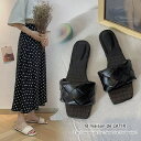 maison de LATIR フラットサンダル パデッドサンダル フラットサンダル 編み込み ぺたんこ スクエアトゥ 春 夏 レディース ボリューム かわいい おしゃれ プチプラ レディース 靴 歩きやすい ローヒール スリッパ 滑り止め ビーチスリッ
