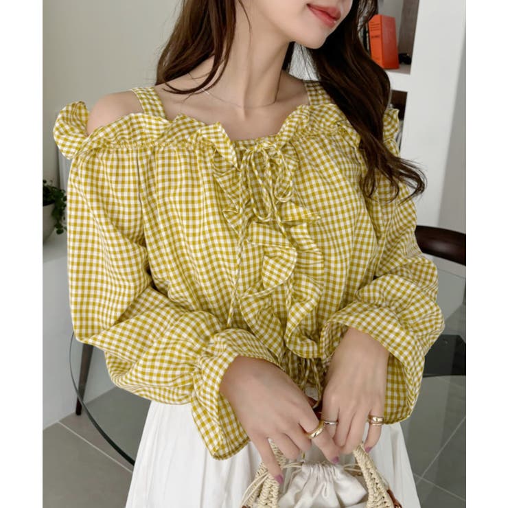 楽天市場】ギンガムチェック オフショル（シャツ・ブラウス｜トップス
