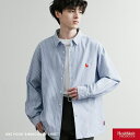 Rocky Monroe Healthknit ヘルスニット カジュアルシャツ 長袖 デニム メンズ レディース ストライプ 無地 白シャツ オーバーサイズ 刺...