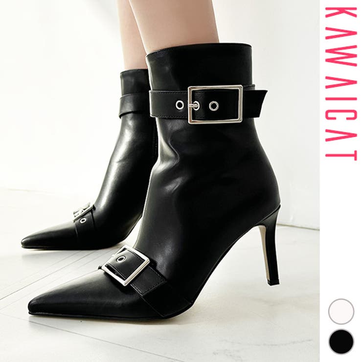 【10％OFFクーポン！3/26(木)1:59まで】KawaiCat ヒール 8.5cm ブーツ レディース シューズ 靴 ショートブーツ アンクルブーツ ポインテッドトゥ 秋 冬 韓国 to28049 シューズ・靴