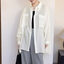 Doux Belle シアーシャツ ロング丈 ポケット付き トップス