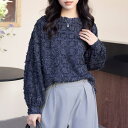 Doux Belle フリンジチェックスリーブブラウス トップス