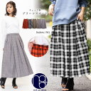 【8/11まで5%OFFクーポン】mili an deni チェックプリーツスカート フレア ロング丈 M L ボトムス レディース 秋冬 ミリアンデニ スカート