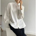 【5%OFFクーポン 9/11 1:59まで】Ulysses 襟付きシングルブレスト無地シャツ トップス