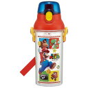 Skater ドリンク マーカー ボトル 480ml 直飲み 水筒 子供 タイムマーカー 目盛り 付き skater スケーター PSB5TRC スーパーマリオ マリオ 23年 MARIO 男の子 男子 男児【食洗機対応 透明 クリア マグ ワンタッチ