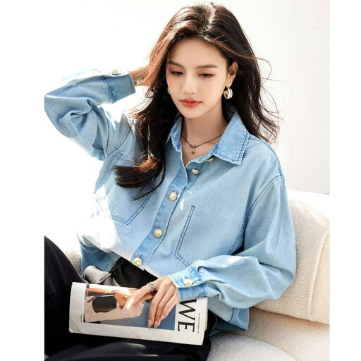 JS FASHION デニムシャツ トップス ウエスタンシャツ ダンガリーシャツ 長袖 襟付き 前開き 前ボタン ビンテージ風 大人可愛い かっこいい カジュアル 韓国ファッション モード系 レトロ風 かっこいい デイリー おしゃれ 通学 通勤 春 秋【 JS FASHION デニムシャツ トップス ウエスタンシャツ ダンガリーシャツ 長袖 襟付き 前開き 前ボタン ビンテージ風 大人可愛い かっこいい カジュアル 韓国ファッション モード系 レトロ風 かっこいい デイリー おしゃれ 通学 通勤 春 秋【