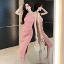 JS FASHION タイトワンピース 全4色 パールネック サイドスリット パーティードレス タイト ワンピース ノースリーブ ミディアム丈 黒 赤 白 膝丈 ひざ きれいめ スリム 細見え きれいめ おしゃれ セクシー 大人 二次会 リゾート 春 夏