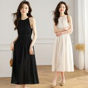 JS FASHION ワンピース Aライン 全2色 アメリカンスリーブ ノースリーブ シフォン 黒ワンピ 無地 シンプル 大人可愛い ひざ丈 ミディアム丈 ガーリー 大人可愛い きれいめ エレガント 上品 大きいサイズ 春 夏 60代 50代 40代