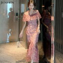 JS FASHION ロングワンピース 夏ワンピ シースルー柄メッシュ ロング丈 裾フリル マーメイド風 シースルー ポンチョスリーブ 春夏 きれいめ華やかおしゃれ 大人セクシー Sサイズ Mサイズ Lサイズ JSファッション【200806】【8月新作】