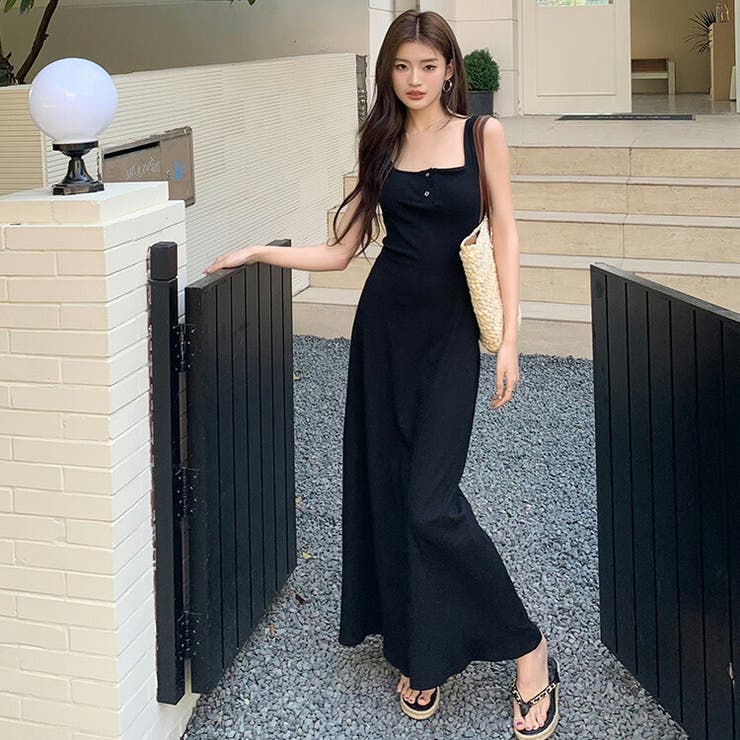 【10％OFFクーポン！11/27(木)1:59まで】JS FASHION ロングワンピ 全2色 ノースリーブ リブカットソーワンピ Aライン ワンピース ロング丈 マキシ丈 無地 きれいめ スリム 細見え デイリー おしゃれ セクシー シンプル 春ワン