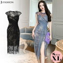 JS FASHION タイトワンピ 全2色 レース ワンピース シースルー パーティードレス ブラックドレス 黒 タイト ワンピース ノースリーブ タイト ワンピース ひざ丈 ミディアム丈 きれいめ 大きいサイズ 結婚式 謝恩会 二次会 発表会 お呼ばれ