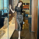 JS FASHION タイトワンピ 全3色 レース ワンピース シースルー パーティードレス ブラックドレス 黒 タイト ワンピース 半袖 ひざ丈 ミディアム丈 きれいめ タイトワンピース セクシー 大きいサイズ 結婚式 謝恩会 二次会 発表会 お呼ばれ