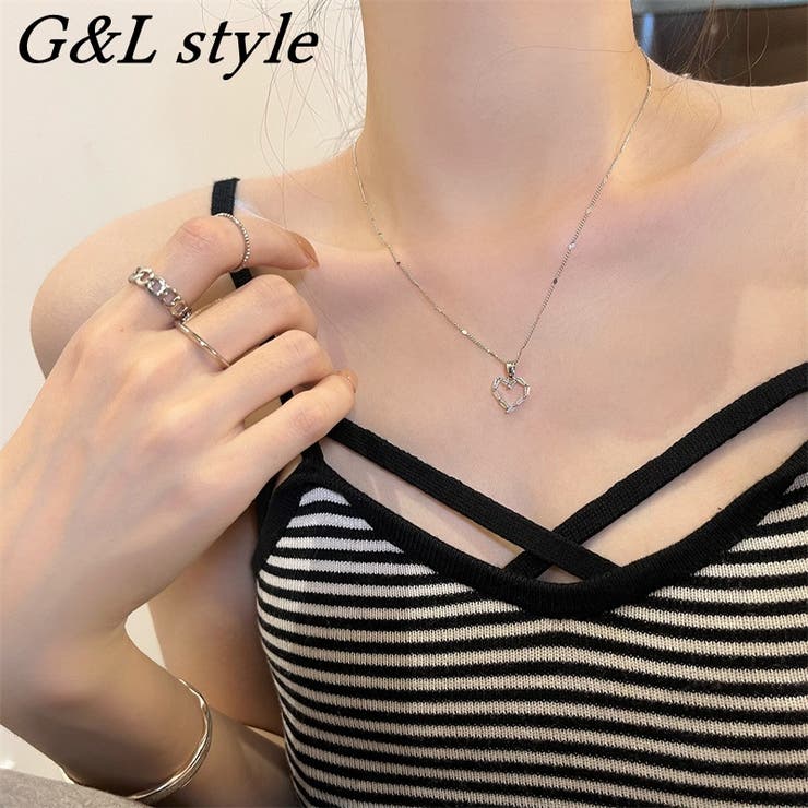 G&L Style ハートモチーフストーンネックレス 9606 アクセサリー