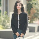 【5%OFFクーポン 9/11 1:59まで】JS FASHION ツイードジャケット 全2色 ノーカラー ジャケット オフィス 赤 黒 アウター 大人カジュアル きれいめ 好印象 ガーリー デイリー おしゃれ 大きいサイズ 上品 エレガント フォーマル