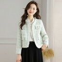 JS FASHION ツイードジャケット ノーカラージャケット 長袖 オフィス ジャケット 春アウター 秋アウター 大人 きれいめ 好印象 おしゃれ 上品 フォーマル セレモニー ママスーツ 卒業式 入学式 ビジネス 通勤 成人式 二次会 春 秋 冬【y