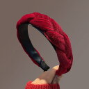 JS FASHION ベロア カチューシャ 幅広 赤 三つ編み 幅広 太め お呼ばれ 痛くない ヘアアクセサリー 大きめ 結婚式 二次会 白髪隠し エレガント ...