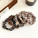 JS FASHION ヘアゴム 5色セット シュシュ ヒョウ柄 普段使い レオパード柄 小さめ ヘアアクセサリー 髪留め パーティー 可愛い オフィス キュート...