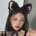 JS FASHION カチューシャ 猫耳 鈴付き ファー リボン ハロウィン ハロウィーン プチプラ お手軽 仮装 変装グッズ インスタ映え コスプレ ブラック ヘアアクセサリー 大きい 黒 二次会 イベント パーティー 発表会 ヘアアレンジ レディース