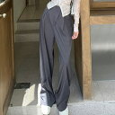 JS FASHION スラックス 全2色 ロングパンツ 無地 ワイドストレートパンツ ボトムス ハイウエスト 細見え トレンド 韓国ファッション 大人 カジュアル デイリーおしゃれ シンプル 体型カバー かっこいい ラフ 通学 通勤 春 夏 秋 冬【ko