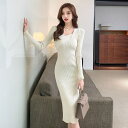 JS FASHION ニットワンピース 全3色 アシンメトリー Vネック リブニット 長袖 無地 黒 茶 タイトワンピ ミディアム丈 膝丈 ひざ きれいめ スリム 細見え 普段使い 美シルエット デイリー 上品 きれいめカジュアル 大人 かわいい 春 秋