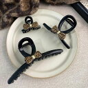 JS FASHION ヘアクリップ 全3種 大きさが選べる バンスクリップ りぼん ヒョウ柄 豹柄 ミニクリップ 小さめ 大きめ ヘアアクセサリー 大きい 黒 ...