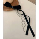 SHEPP サイドクリップベロアロングリボンクリップ ヘアアクセサリー