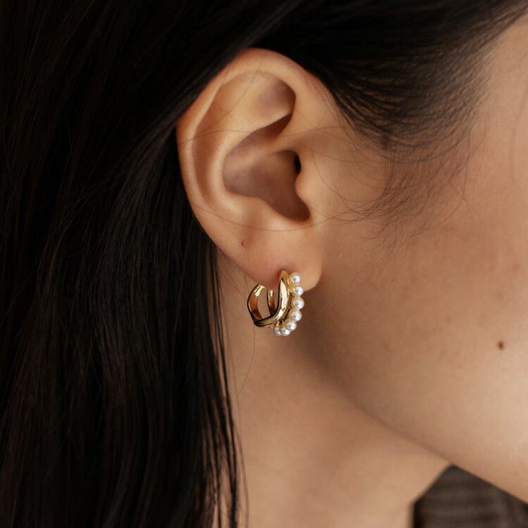 Vita Felice レイヤード風パールフープピアス アクセサリー