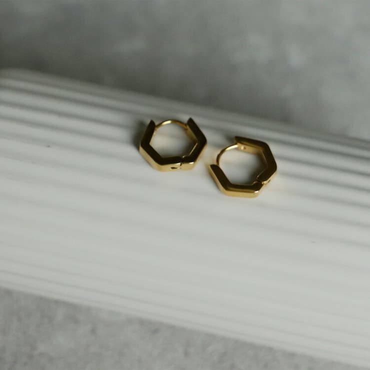 Vita Felice ゴールド六角フープピアス アクセサリー
