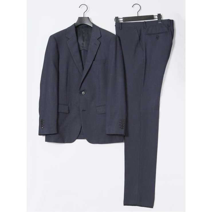 【10%OFFクーポン!11/27(木)1:59まで】TAKA-Q MEN ストレッチウォッシャブル スリムフィット 2ボタン2ピーススーツ ジオメトリック紺 ...