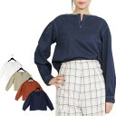 STYLEBLOCK シャツ ブラウス 長袖 スリットネック ボートネック バックボタン ステッチ 無地 プルオーバー トップス レディース ホワイト ライトベ...