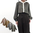 STYLEBLOCK シャツ ブラウス 長袖 サテン チェーン柄 総柄 トップス レディース アイボリー マスタード ブルー グリーン 春先行 トップス