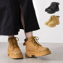 STYLEBLOCK レースアップブーツ ショートブーツ マウンテンブーツ 太ヒール 歩きやすい 黒 レザー調 シューズ 靴 レディース ブラック イエロー 春先行 シューズ・靴