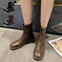 STYLEBLOCK ショートブーツ ブーツ ローヒール 歩きやすい レザー調 黒 シューズ 靴 レディース ブラック ブラウン 冬先行 シューズ・靴