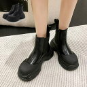 STYLEBLOCK サイドゴアブーツ ショートブーツ 太めヒール 歩きやすい ブーツ レザー調 黒 シューズ 靴 レディース ブラック シューズ・靴