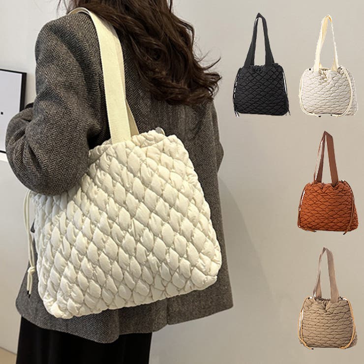 【10％OFFクーポン！11/27(木)1:59まで】STYLEBLOCK ショルダーバッグ トートバッグ キルティング 布 肩掛け バッグ 鞄 レディース ブラック ホワイト ブラウン カーキ バッグ・鞄