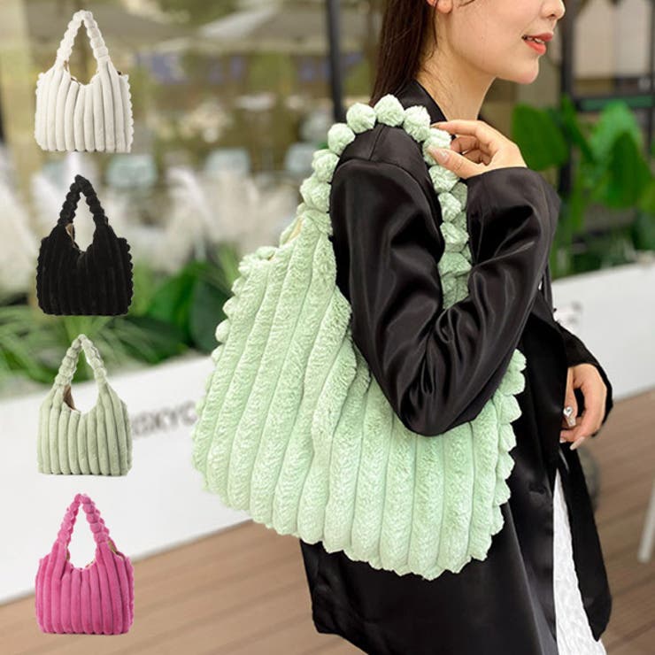 【10％OFFクーポン！11/27(木)1:59まで】STYLEBLOCK トートバッグ キルティング ファー 布 無地 肩掛け A4 大きい バッグ 鞄 レディース ホワイト ブラック グリーン ローズレッド バッグ・鞄