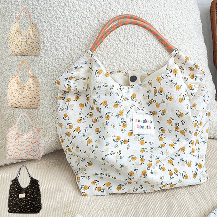 【10％OFFクーポン！11/27(木)1:59まで】STYLEBLOCK トートバッグ バッグ 花柄 布 鞄 レディース オレンジ ブルー ベージュ ブラック バッグ・鞄