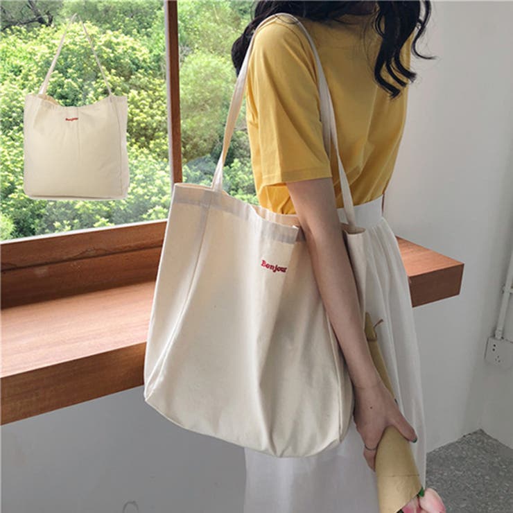 【10％OFFクーポン！11/27(木)1:59まで】STYLEBLOCK トートバッグ バッグ ロゴ 刺繍 キャンバス 肩掛け 大きい A4 布 鞄 レディース ベージュ バッグ・鞄