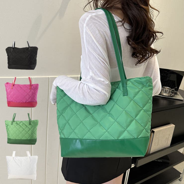 【10％OFFクーポン！11/27(木)1:59まで】STYLEBLOCK トートバッグ バッグ キルティング A4 大きい 肩掛け 布 鞄 レディース ブラック ホワイト グリーン ローズピンク バッグ・鞄